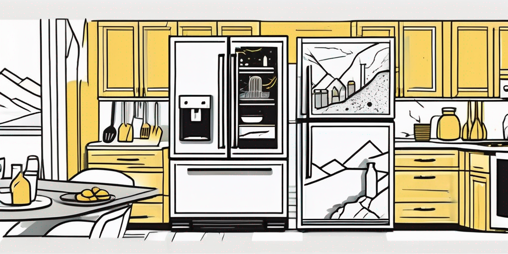 A broken sub-zero refrigerator in a kitchen setting